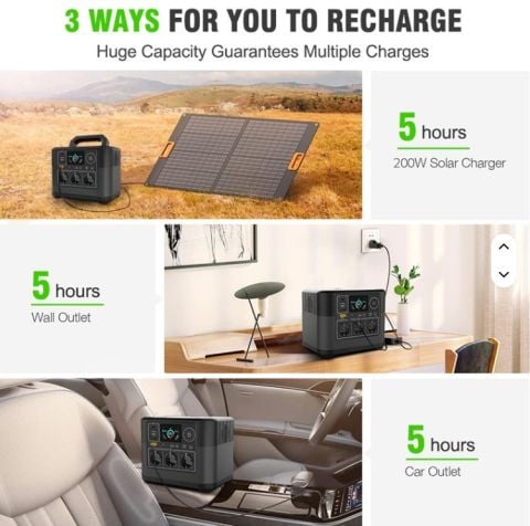 Power station taşınabilir güneş jeneratör 1008Wh 1800W  kadar 110V 220V AC USB acil ve seyahat için