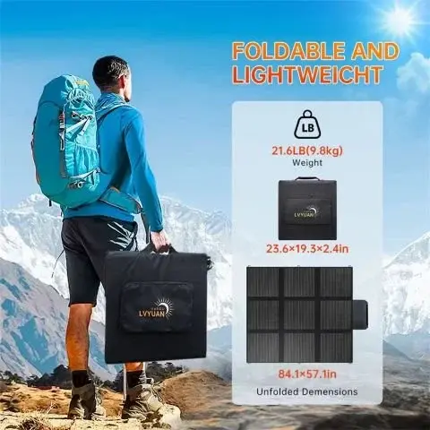 Katlanabilir GÜNEŞ PANELI  400W taşınabilir yüksek verimli su geçirmez açık kamp ve acil