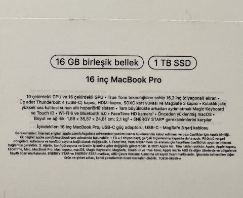 MacBook Pro 2. El 16 inc M1 Pro 10CPU 16GPU 16GB 1TB